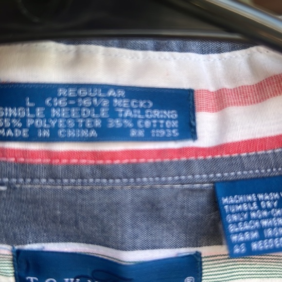 Vintage Towncraft Striped Button Up Men’s Shirt Size Large Regular 16-16.5 - Picture 6 of 7